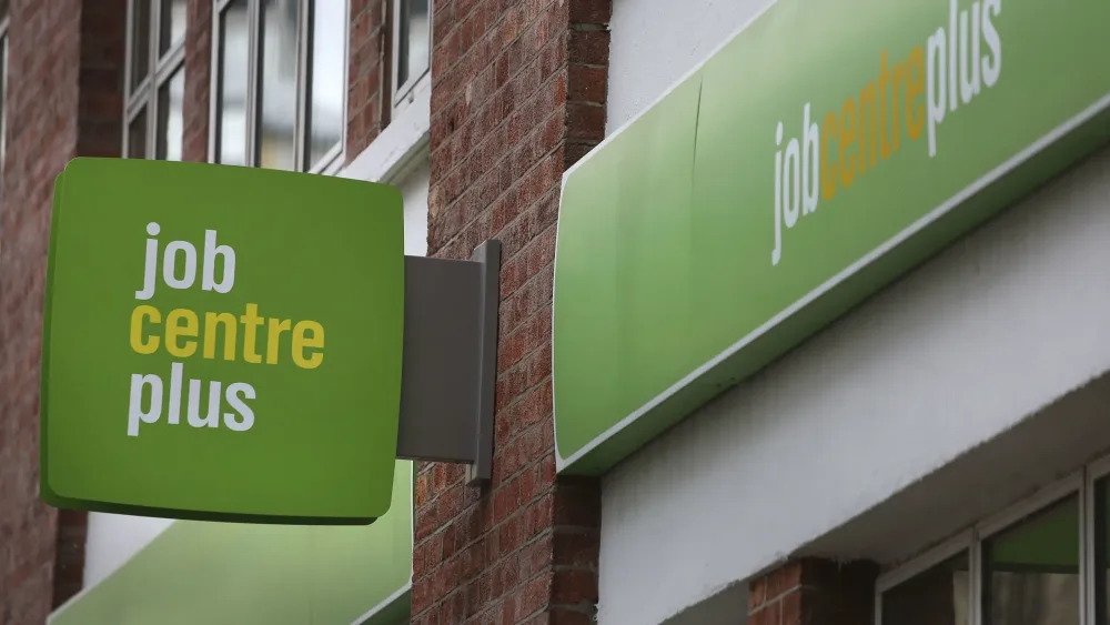 A Job Centre Plus sign outside a jobcentre