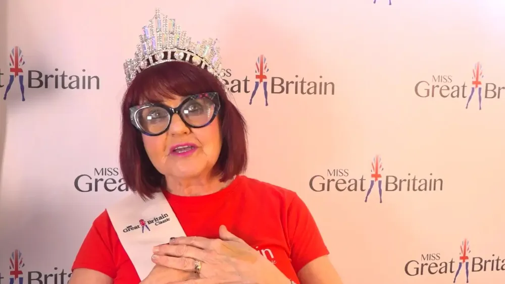 'Glamour Gran' Ann Marie Harper wearing a crown and sash