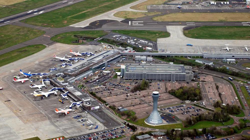 An aerial view of Edinburgh Airport