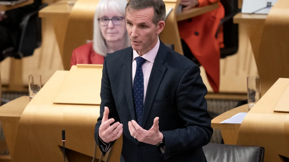 Liam McArthur standing while speaking in Holyrood