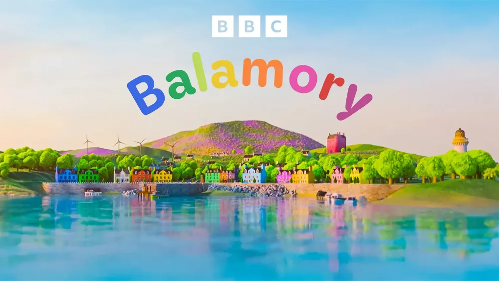 The Balamory title above an image of the town