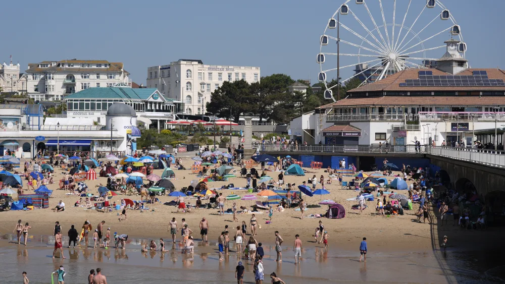 Bournemouth beach in Dorset on Monday