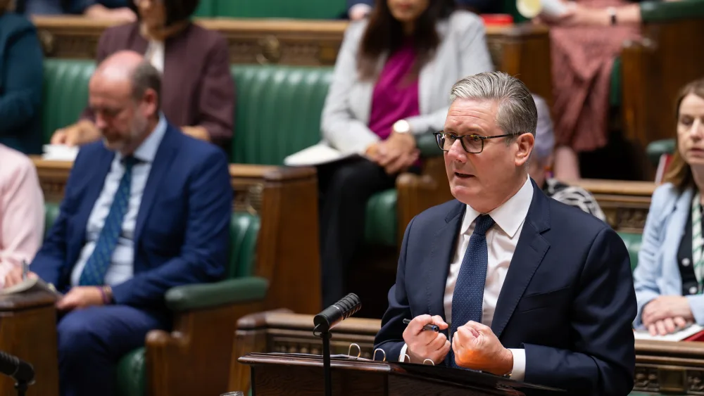 Sir Keir Starmer standing while speaking in the Commons