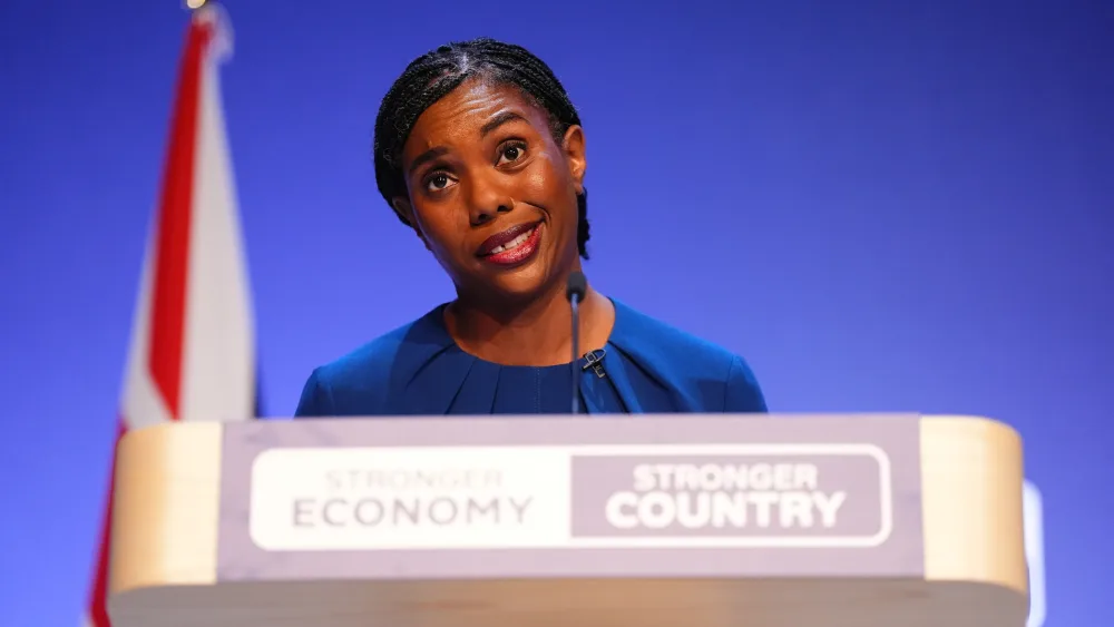 Kemi Badenoch delivering her keynote speech during the Conservative Party conference