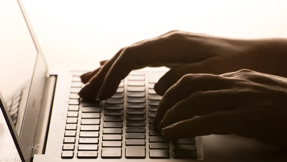 Woman using a laptop