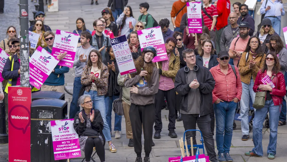 UCU members at the University of Edinburgh during a previous rally in George Square
