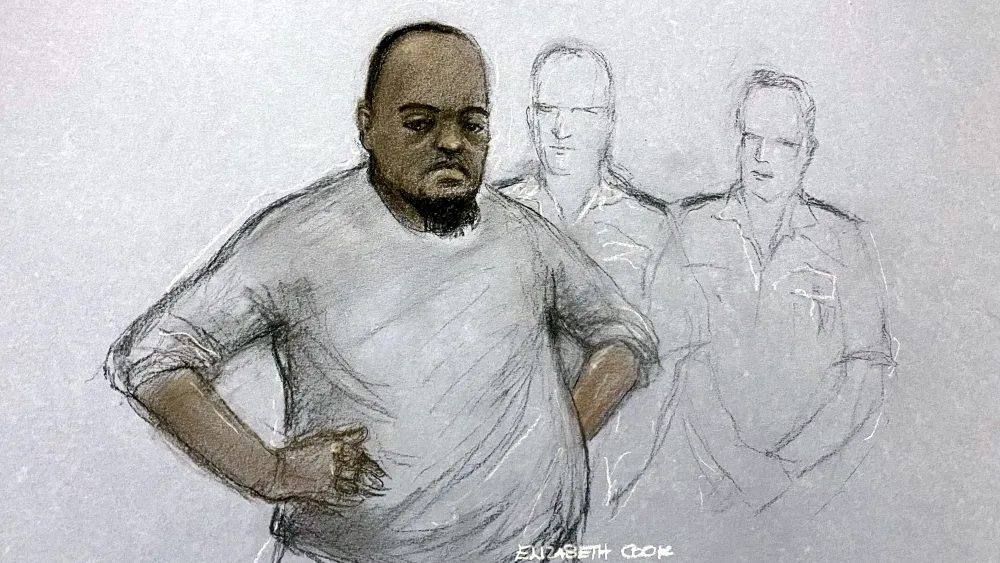 Court artist drawing of Essa Suleiman