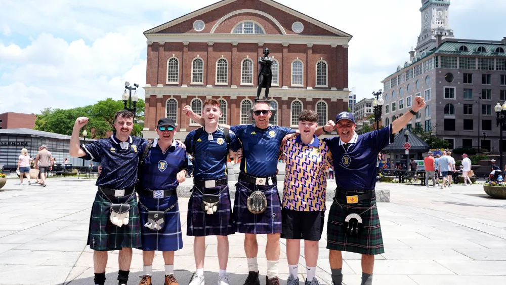 Scotland fans at Faneuil Hall Marketplace in Boston