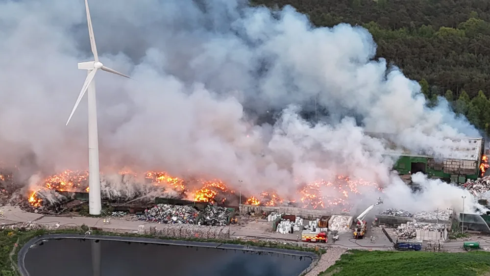 Fire at waste facility
