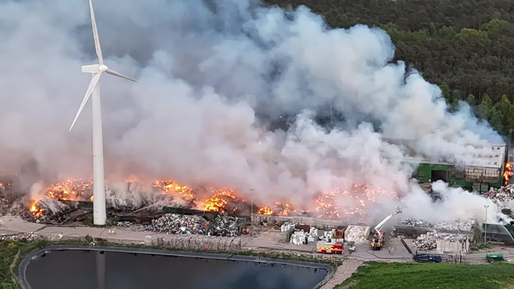 Aerial view of the fire