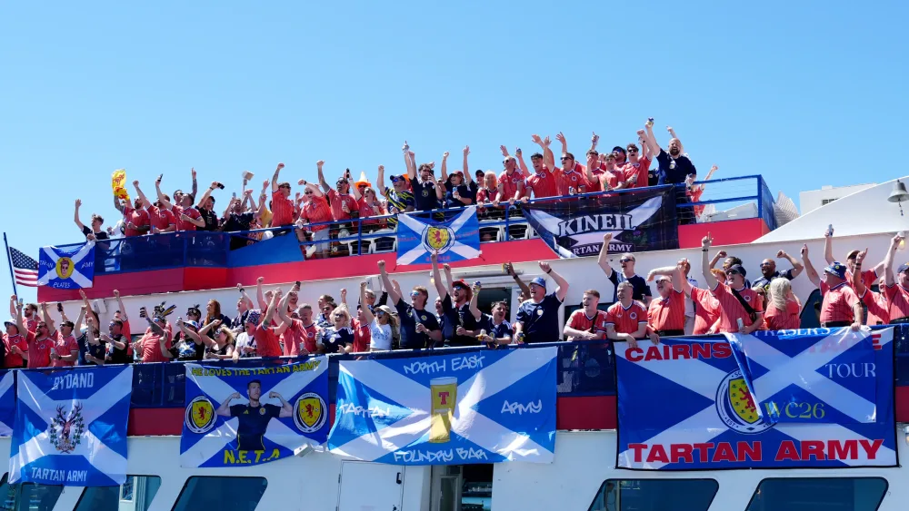 Scotland fans on board a cruise boat in Boston