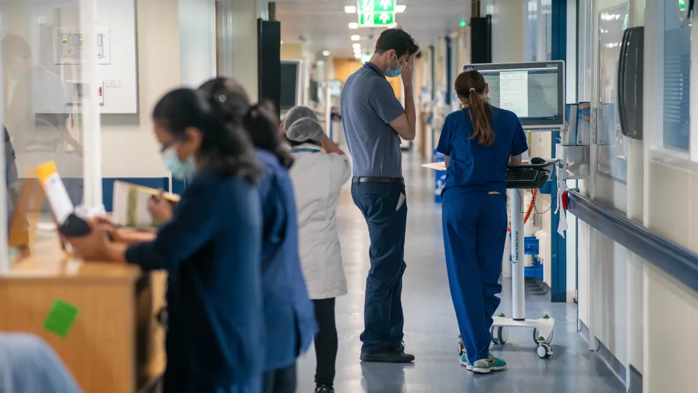 Hospital staff on a hospital ward