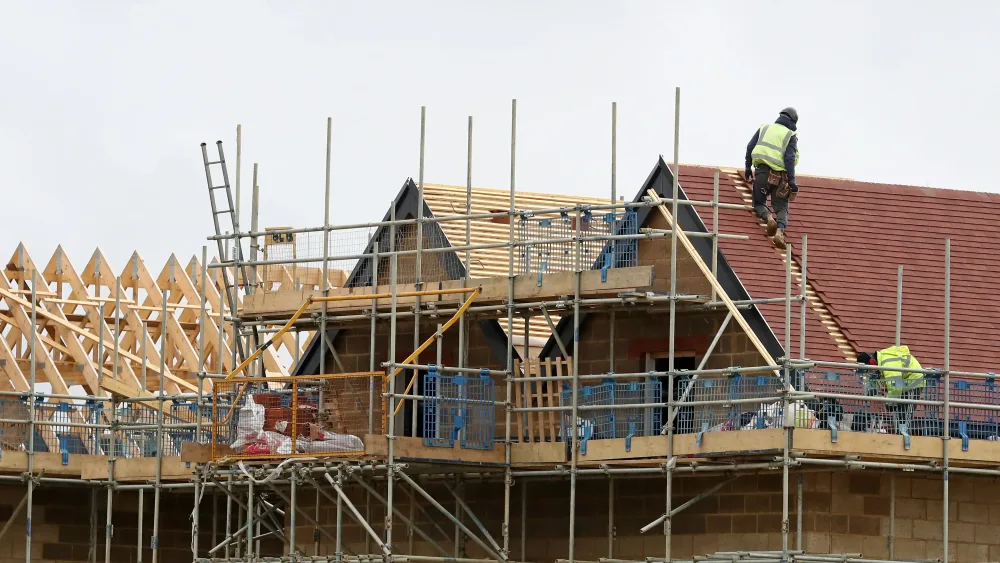 A view of homes under construction