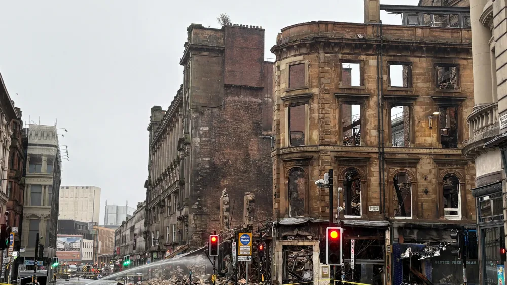 The burned out Union Corner in Glasgow