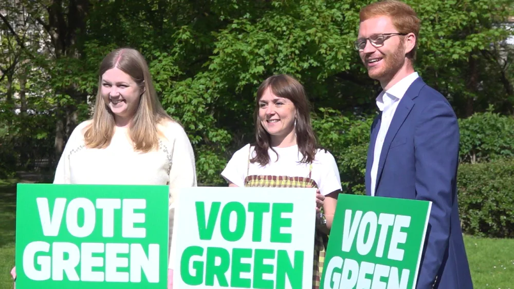 Gillian Mackay and Ross Greer join Scottish Green Party campaigners