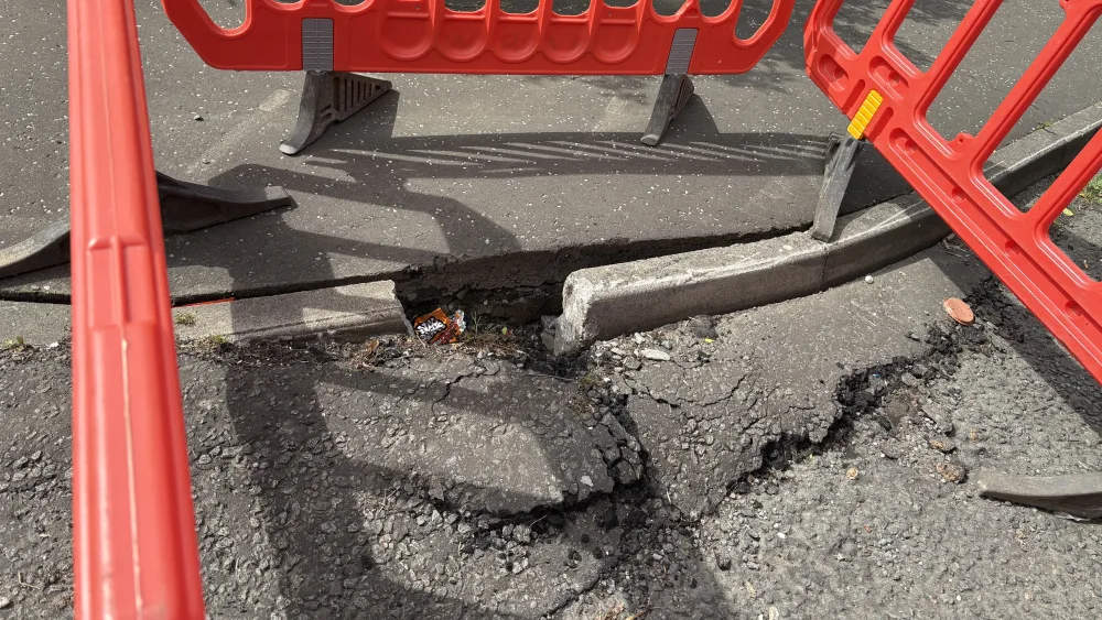 A cracked road in Coalsnaughton