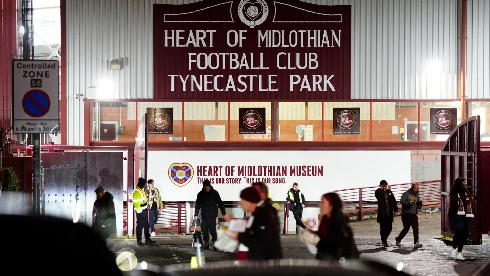 Heart of Midlothian fans leaving the stadium after the game, Edinburgh