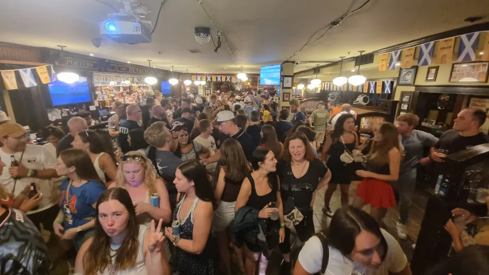Hennessy’s Bar in Boston was packed for the match (Ryan McDougall/PA).