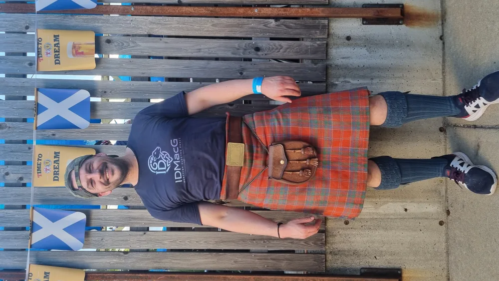 Iain MacGillivray, 39, is one hald of MacDouble, a trad-Scots EDM fusion group performing in Boston throughout the Tartan Army’s takeover of the city. (Ryan McDougall/PA)