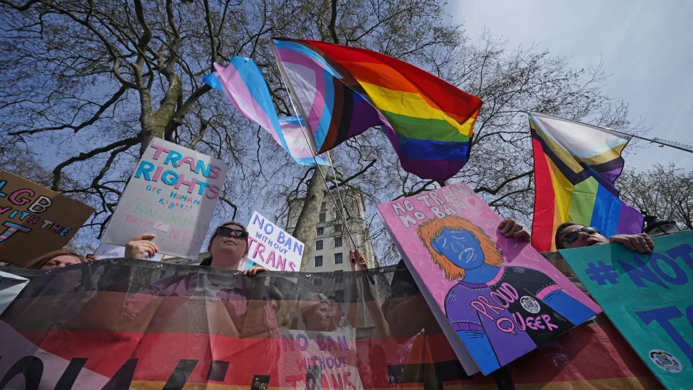 LGBT campaigners with flags