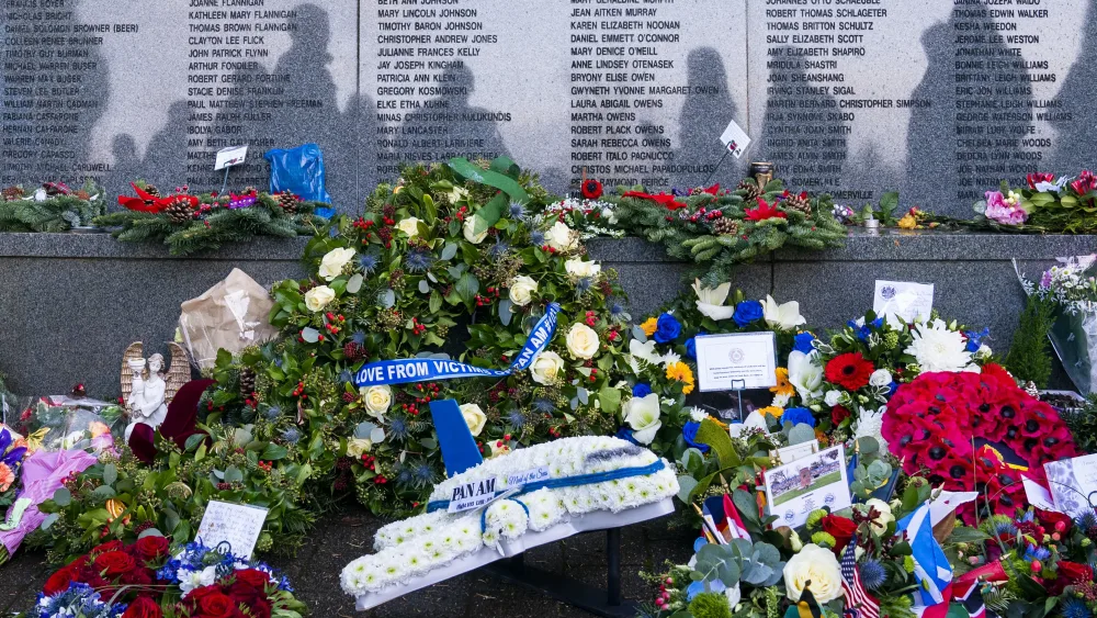 Wreaths and floral tributes on 35th anniversary of Lockerbie bombing