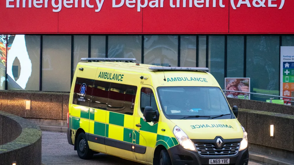 An ambulance leaves A and E