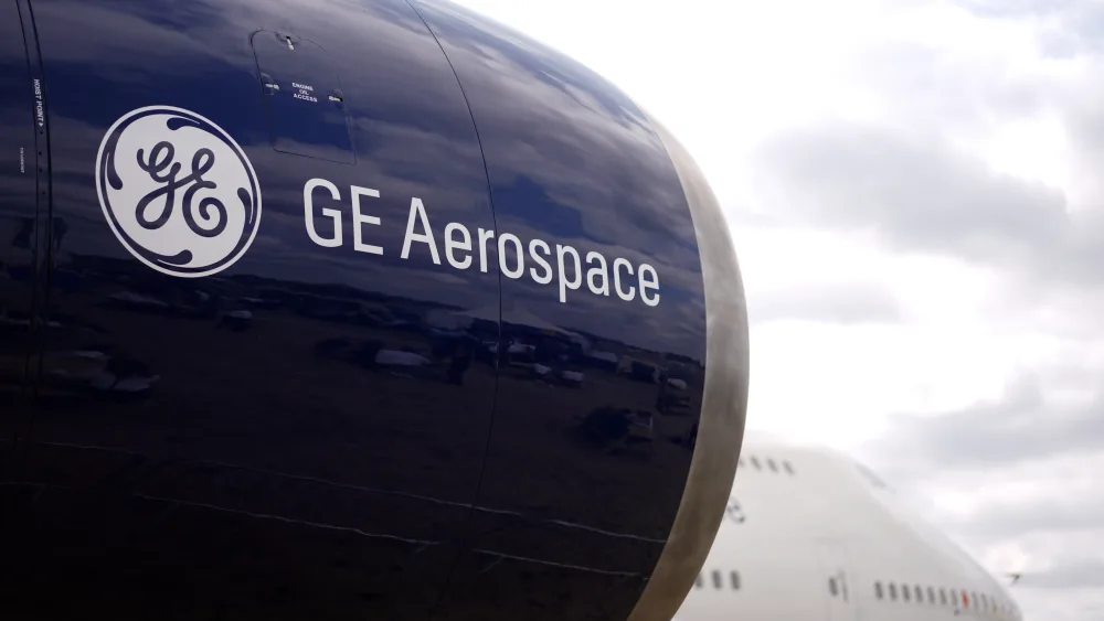 GE Aerospace logo on an engine