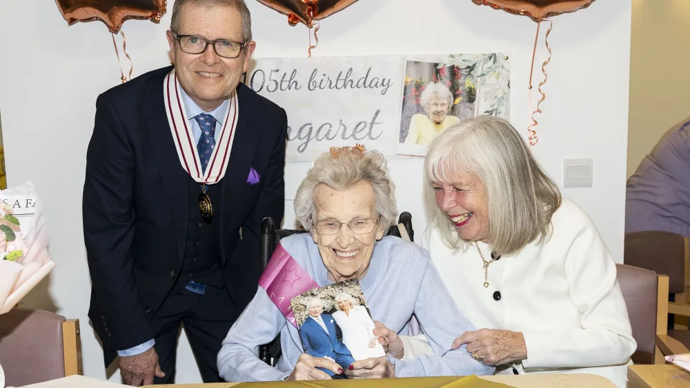 Margaret Blair (centre), pictured with(Erskine Veterans Charity/Jamie Williamson/PA)