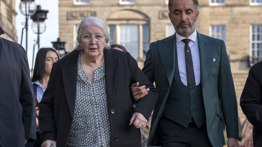 Margaret Caldwell with lawyer Aamer Anwar,