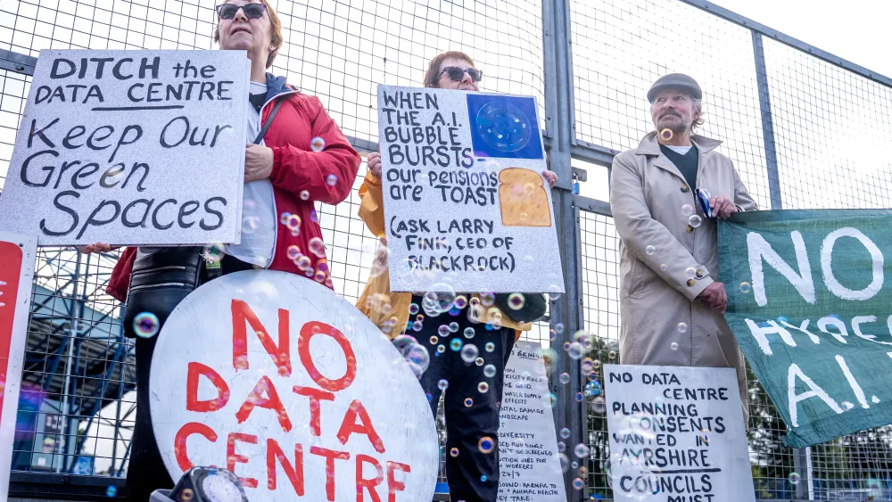 Protesters demonstrate against data centres