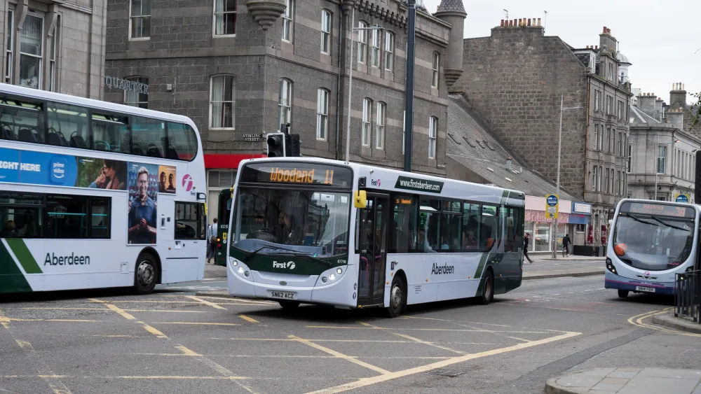 A number of buses on a street