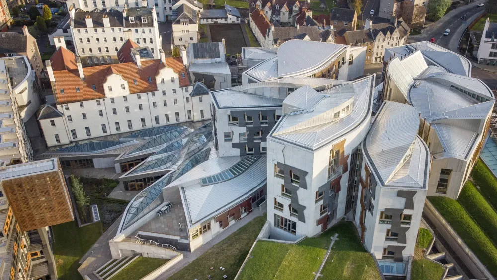 Aerial view of Scottish Parliament