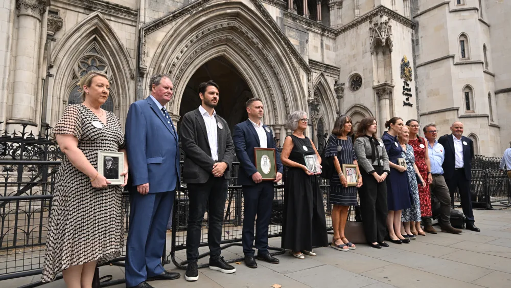 Families from the Chinook Justice Campaign outside the Royal Courts of Justice, 