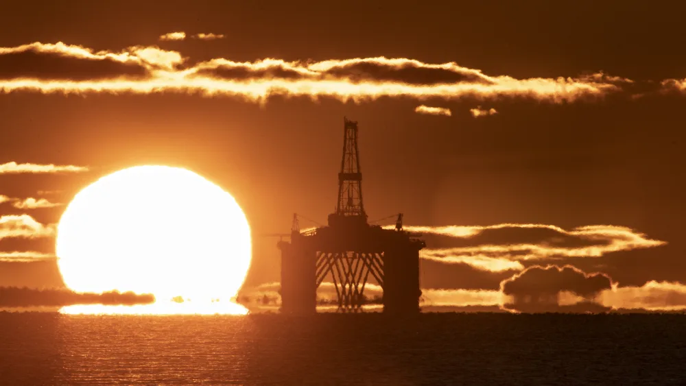 An oil rig at sea