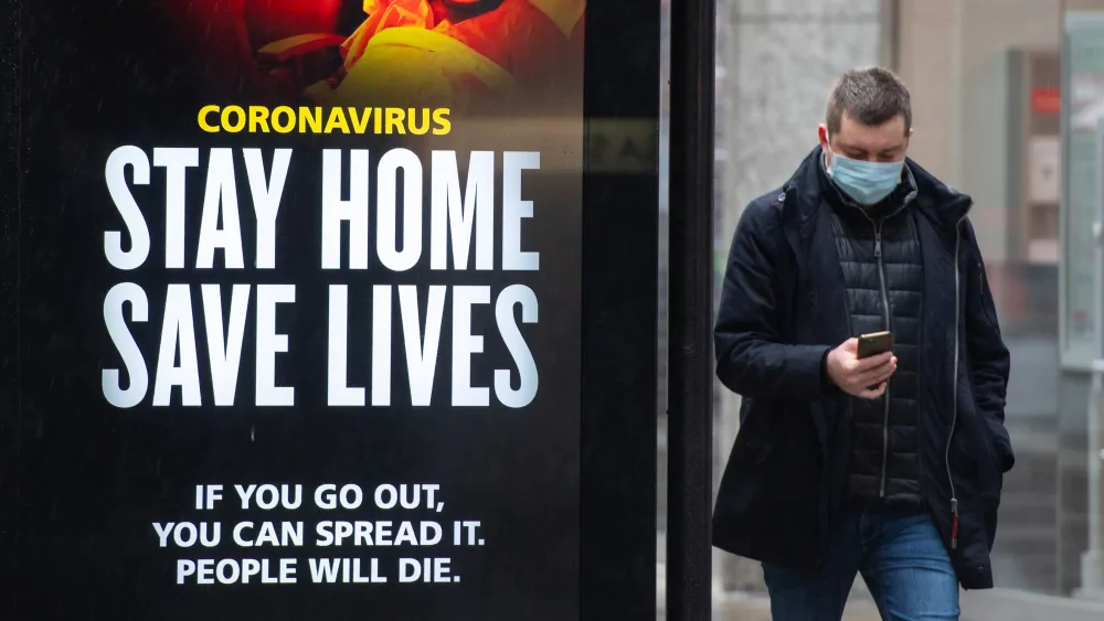 Coronavirus signage reading 'Stay home, save lives'
