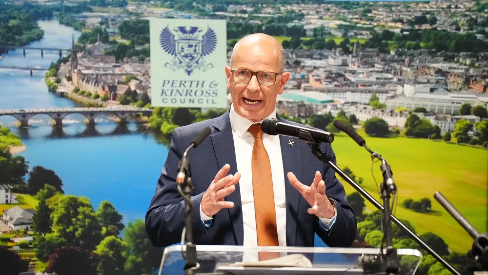 Jim Fairlie delivers a speech