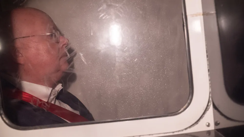 Peter Murrell in the back of a prison van