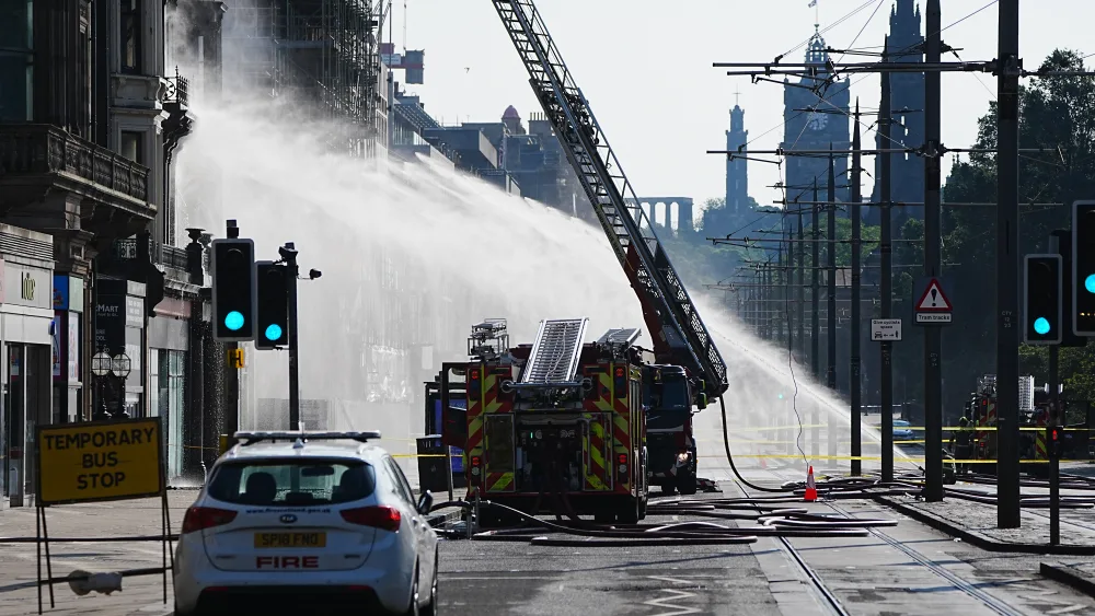 Firefighters at the scene of the blaze on Princes Street