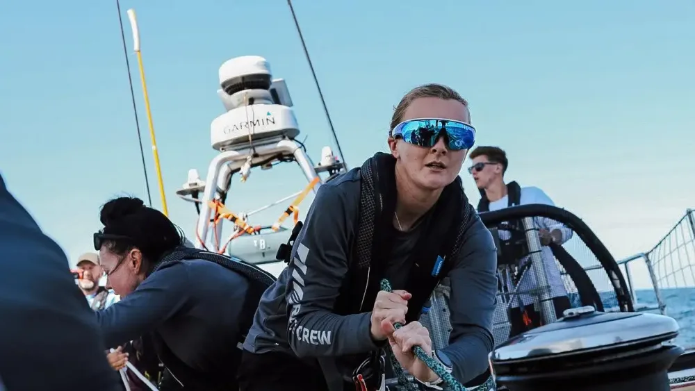Katie Archibald on board a clipper yacht
