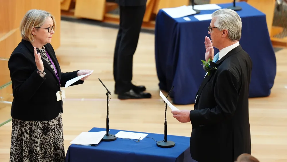 Reform UK Scotland leader Malcolm Offord took his oath in Holyrood’s chamber. (Jane Barlow/PA)