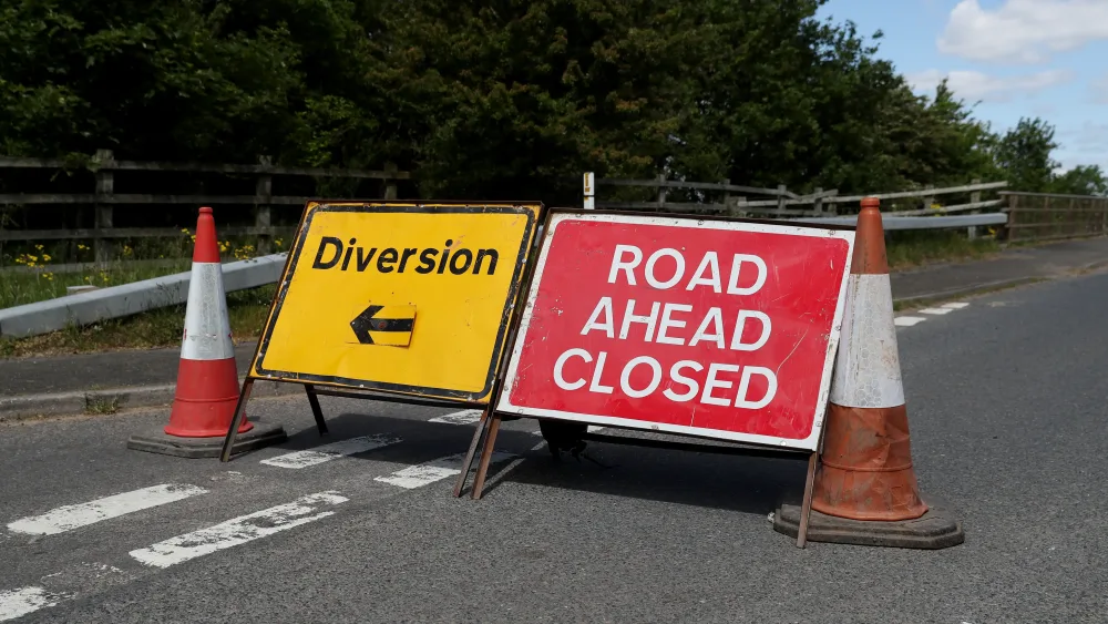 Road closed sign