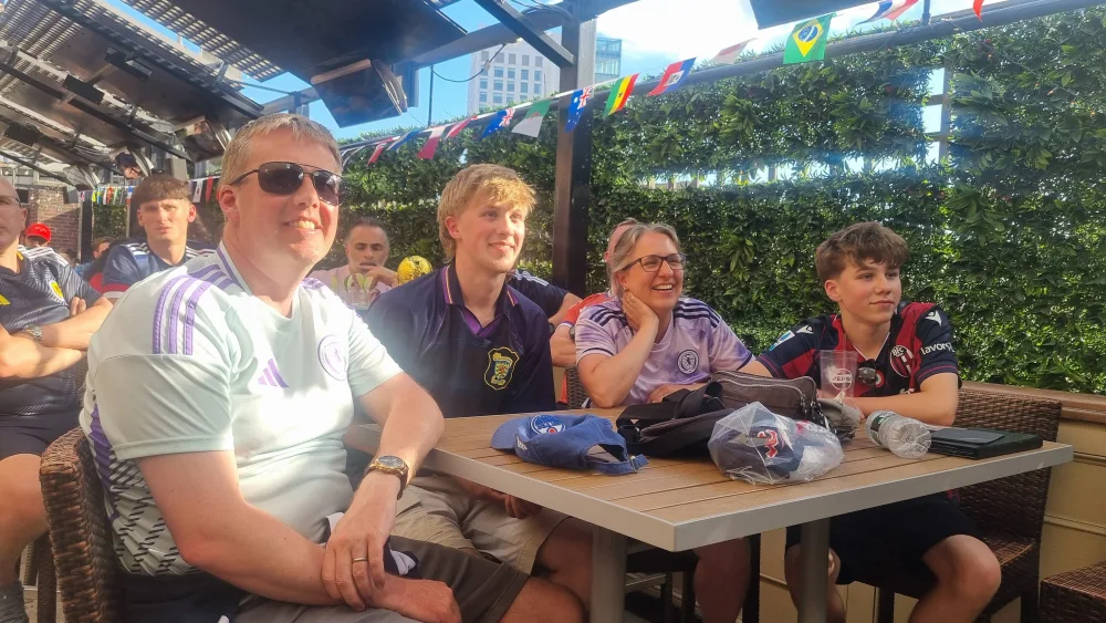 Scotland fans could at least enjoy a cold pint in the sunshine while enduring Croatia’s loss. (Ryan McDougall/PA)