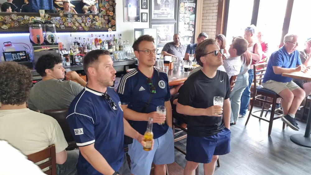 Scotland fans flocked to Dillon's, a bar in Boston's Back Bay, to watch the England v Croatia match (Ryan McDougall/PA)