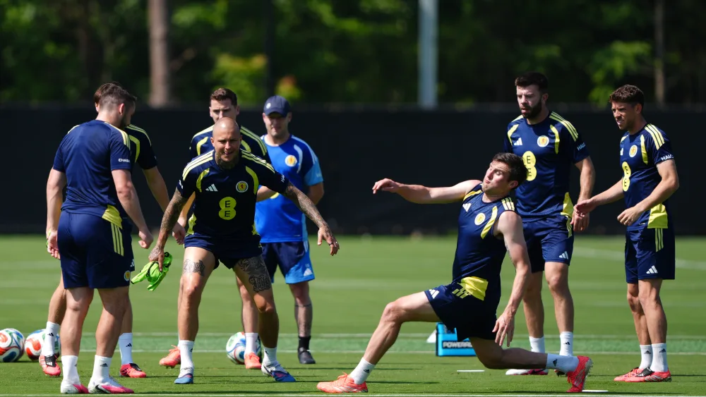 Scotland’s Lyndon Dykes during training in Charlotte, North Carolina