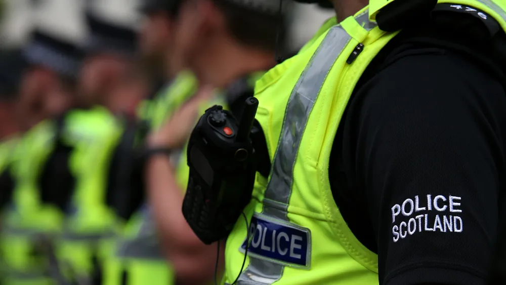 Line of Police Scotland officers