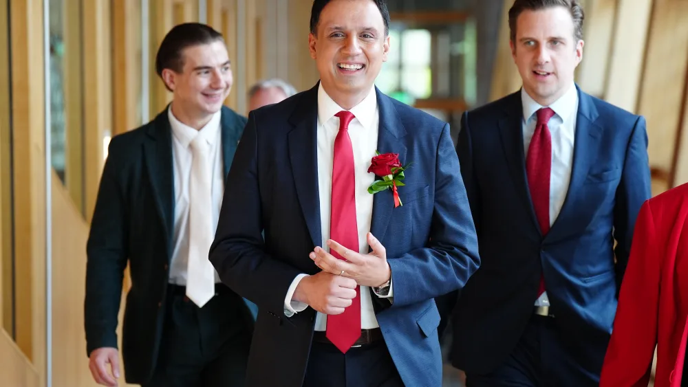Scottish Labour leader Anas Sarwar (centre) said voters were ‘tired of political arguments’. (Jane Barlow/PA)