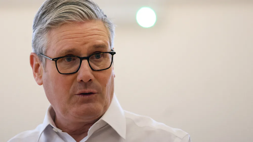 Sir Keir Starmer speaks to journalists