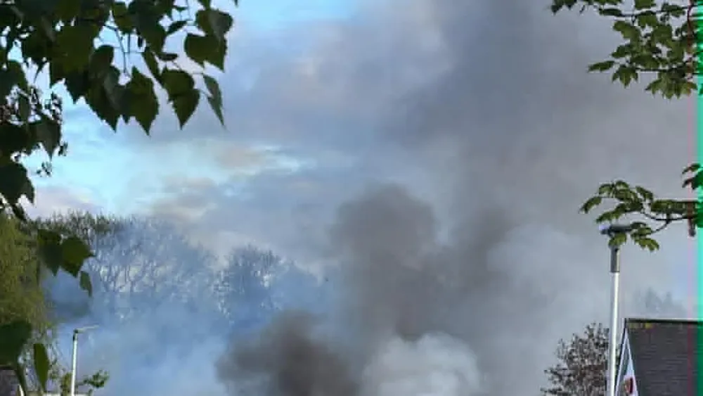 Smoke was seen billowing from the building on Bothwell Road, Uddingston (Bailey Newsome/PA)