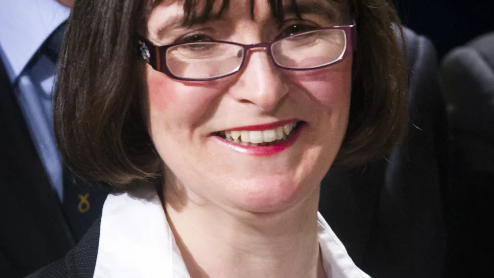 Patricia Gibson at an SNP election campaign launch