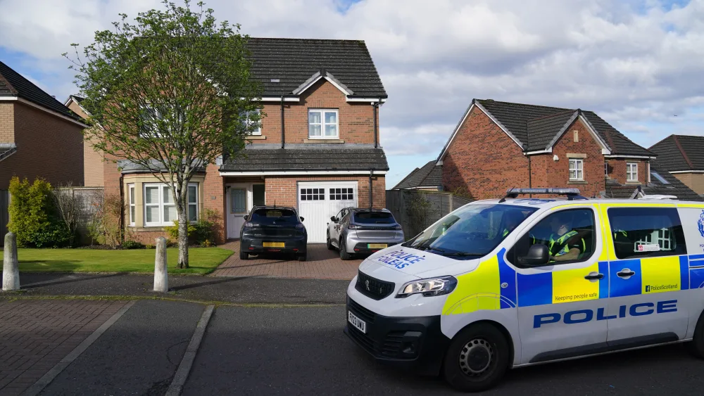 A police van outside the house of Nicola Sturgeon and Peter Murrell